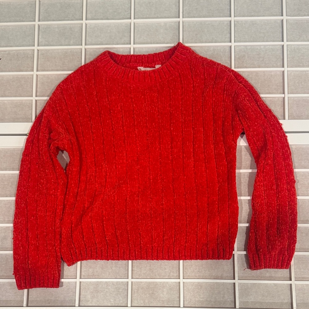 No Boundaries Vibrant Red Crew Neck Sweater